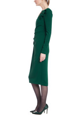Dark Emerald | Long Sleeve Draped Formal Dress Side