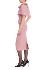 Rose | Short Sleeve Tweed Capelet Midi Dress Side