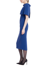 Marine | Marine Sheath Dress with Mock Neck Capelet Side