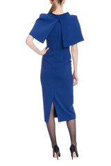 Marine | Marine Sheath Dress with Mock Neck Capelet Back