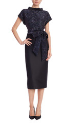 Black | Sequin Bow Top Twofer Dress Front