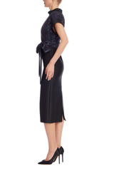 Black | Sequin Bow Top Twofer Dress Side