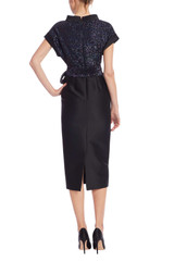 Black | Sequin Bow Top Twofer Dress Back