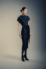 Black | Sequin Bow Top Twofer Dress Runway