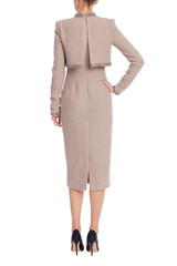 Latte | Tweed Sheath Dress with Embellished Popover Back