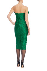 Emerald | Emerald Green Strapless Jacquard Cocktail Dress Back