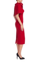 Red | Tweed Rosette Capelet Sheath Dress Side