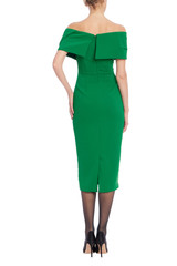 Emerald | Off-Shoulder Draped Fitted Sheath Dress Back