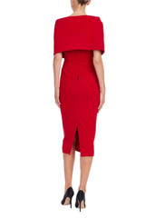 Red | Draped Off-the-Shoulder Cocktail Dress Back