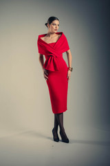 Red | Draped Off-the-Shoulder Cocktail Dress Runway