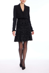 Black | Velvet and Lace Twofer A-line Mini Dress Front