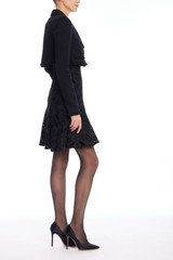 Black | Velvet and Lace Twofer A-line Mini Dress Side