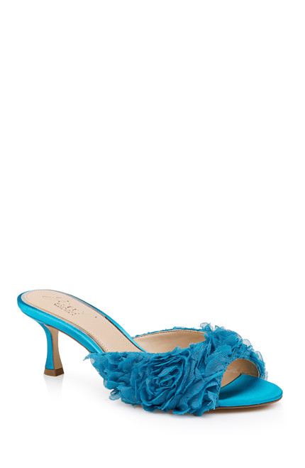 Blue Blue | Scarlet Kitten Heel Mule Sandals Front Side