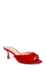 Red Red | Scarlet Kitten Heel Mule Sandals Front Side