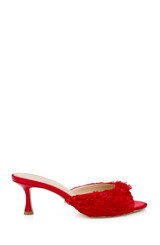 Red Red | Scarlet Kitten Heel Mule Sandals Side