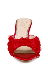 Red Red | Scarlet Kitten Heel Mule Sandals Front