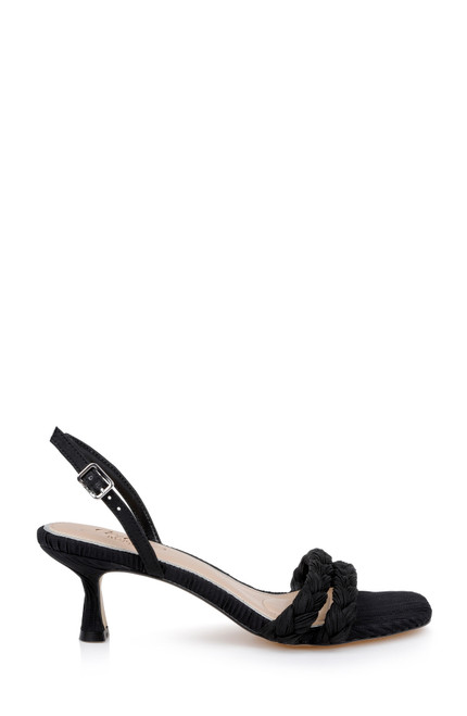 Black Fabric | Sharon Slingback Sandals Side