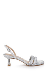 Silver Fabric | Sharon Slingback Sandals Side