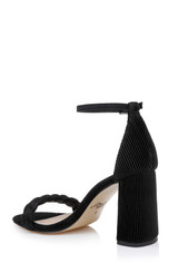 Black Fabric | Shea Block Heel Sandals Back Side