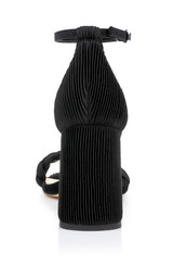 Black Fabric | Shea Block Heel Sandals Back