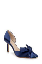 Navy | Sidney Bow d'Orsay Pumps Front Side