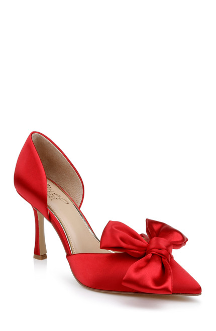 Red | Sidney Bow d'Orsay Pumps Front Side