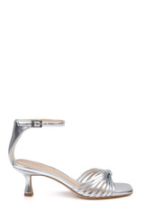 Silver Metallic | Silvia Kitten Heel Sandals Side