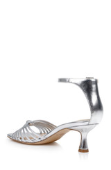 Silver Metallic | Silvia Kitten Heel Sandals Back Side