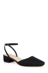 Black Fabric | Stacy Low Block d'Orsay Pumps Front Side