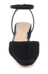 Black Fabric | Stacy Low Block d'Orsay Pumps Front