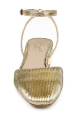 Gold Fabric | Stacy Low Block d'Orsay Pumps Front