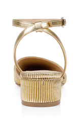 Gold Fabric | Stacy Low Block d'Orsay Pumps Back