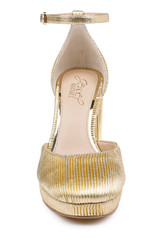 Gold Fabric | Stephanie Platform Pumps Front