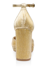 Gold Fabric | Stephanie Platform Pumps Back