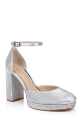 Silver Fabric | Stephanie Platform Pumps Front Side