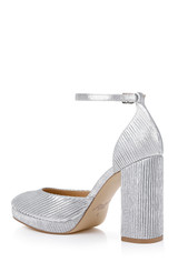 Silver Fabric | Stephanie Platform Pumps Back Side