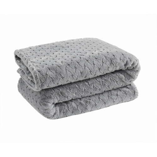 Grey | Carved Lattice Faux Fur Throw Silo