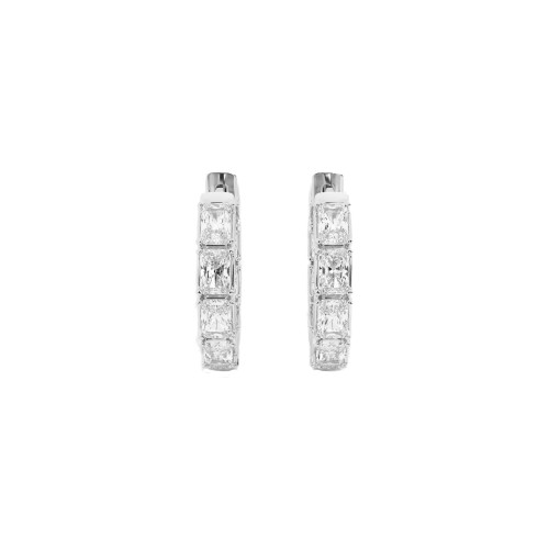 Baguette Diamond Hoop Earrings Front