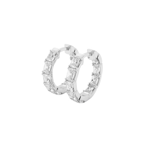 Baguette Diamond Hoop Earrings Front Side