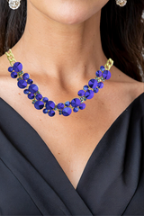 Gold | Blue AB Circle Cluster Necklace Model